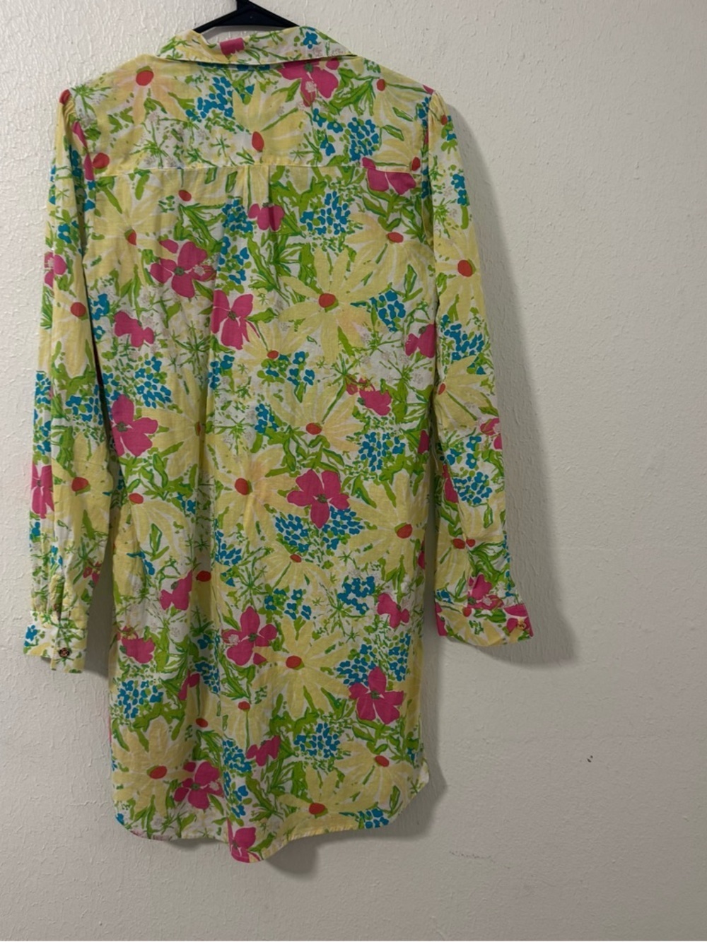 Lilly Pulitzer Women’s Medium Yellow Floral Mini Shirt Dress 100% Cotton Belt - Picture 6 of 12